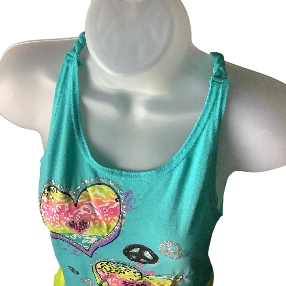 Piper Girls Hearts Peace Sign Graphic‎ Dress Size L 10/12 Multicolor